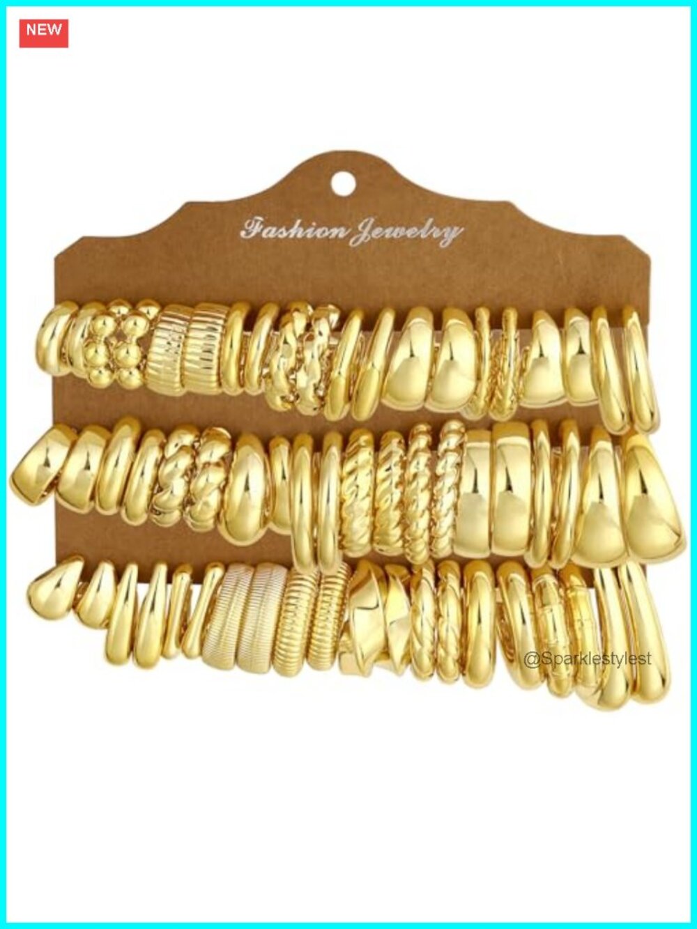Chunky Resin Gold-Tone Hoop Earrings Set 30 Pairs Gift